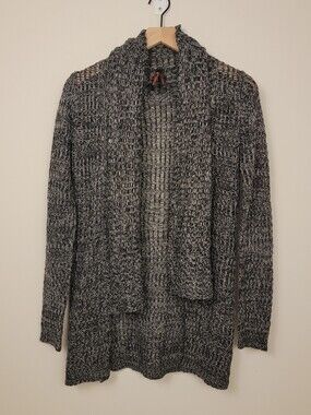 Yoki Open Front Chunky Loose Knit Shawl Collar Cardigan Sweater Gray Medium